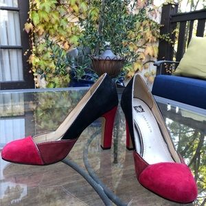 Anne Klein Color Block Suede Heels Sz 6